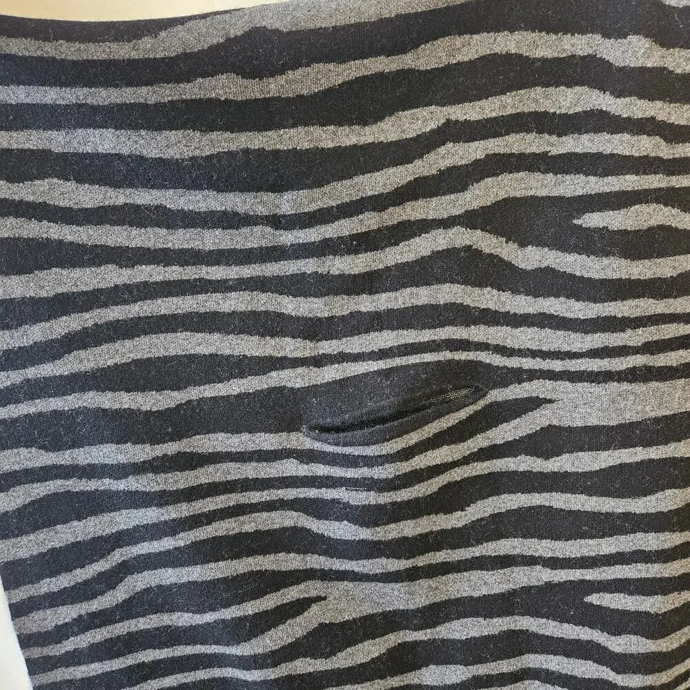 7 For All Mankind Cashmere Wool Zebra Fringe Poncho Gray Black Size OS